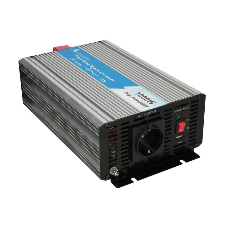 Extralink feszültség átalakító, OPIP-1000W, 12V - 230W, 1000W, ezüst