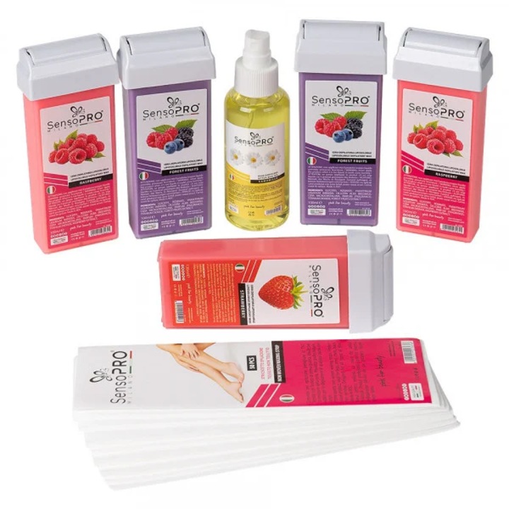 SensoPRO Forest Fruits Fogyó viasz szőrtelenítő készlet, 5 db