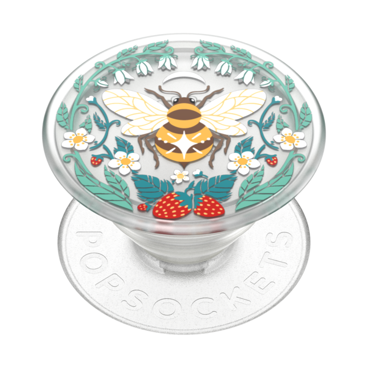 Suport universal de telefon si tableta PopSockets, PopGrip Plant Bee Boho cu adeziv, fabricat din plante