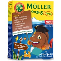 Pestisori gumati Omega 3 Moller's, cu aroma de cola, 36 jeleuri