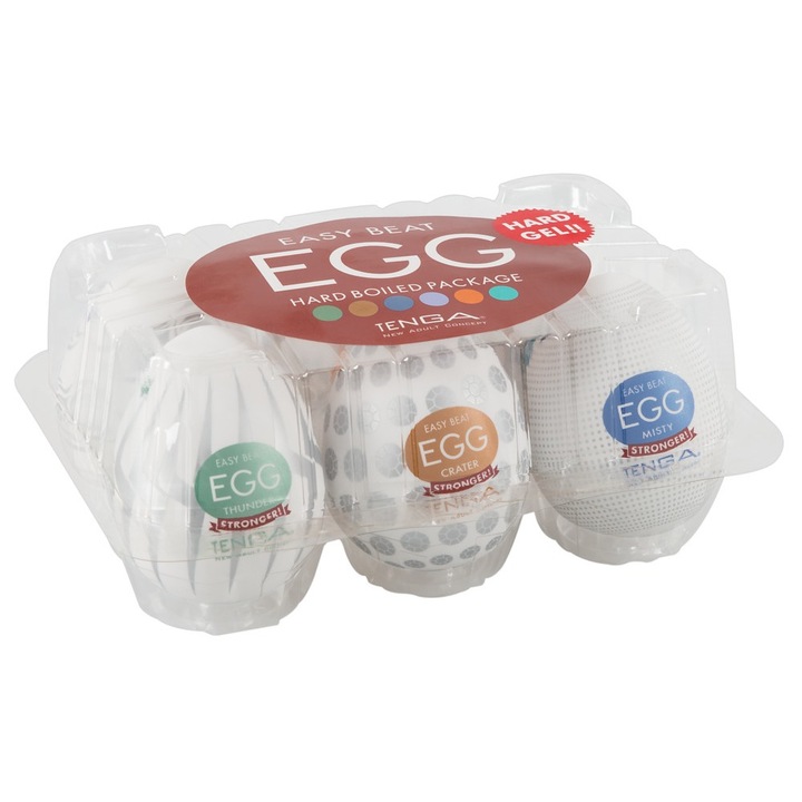 Комплект за мастурбатор Tenga Egg Variety 2, 6 части, силикон, 7 см, прозрачен