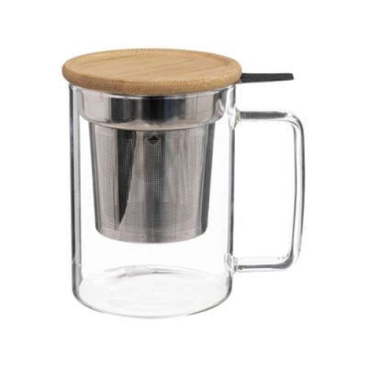 Ceainic cu infuzor, sticla si bambus, 450 ml, Mia, Secret de Gourmet
