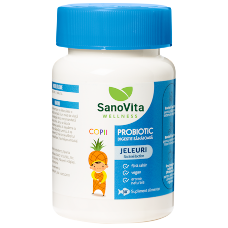 Jeleuri pentru digestie sanatoasa SanoVita Wellness, probiotic copii, 30 buc