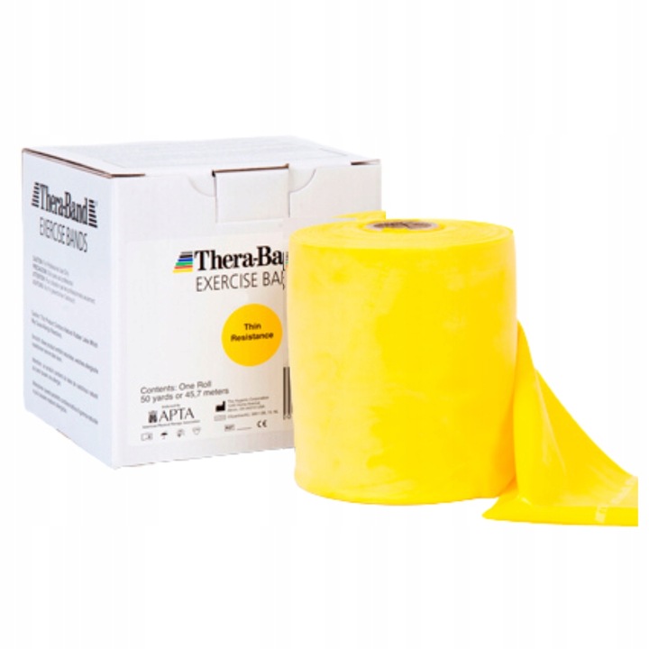 Ellenállási szalag 1,5 m, Thera-Band, Latex, alacsony ellenállás, Sárga
