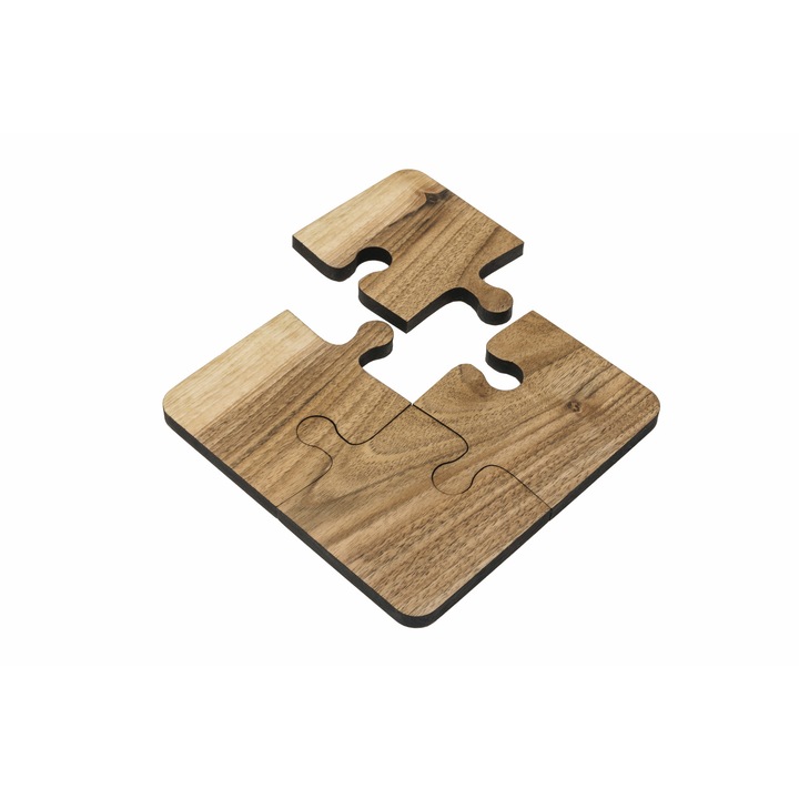 Coastere suport pahare puzzle 4 buc 9.5x9.5x0.8 cm nuc