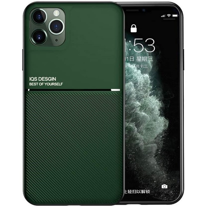 Huawei Honor 30 Lite / 30 Youth, силиконов калъф, средна устойчивост на удар, съвместим с магнитен държач, карбонов модел, Wooze Carbon, тъмно зелен (100664)