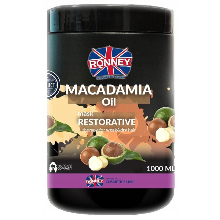 Masca profesionala cu ulei de macadamia, Ronney, 1000 ml