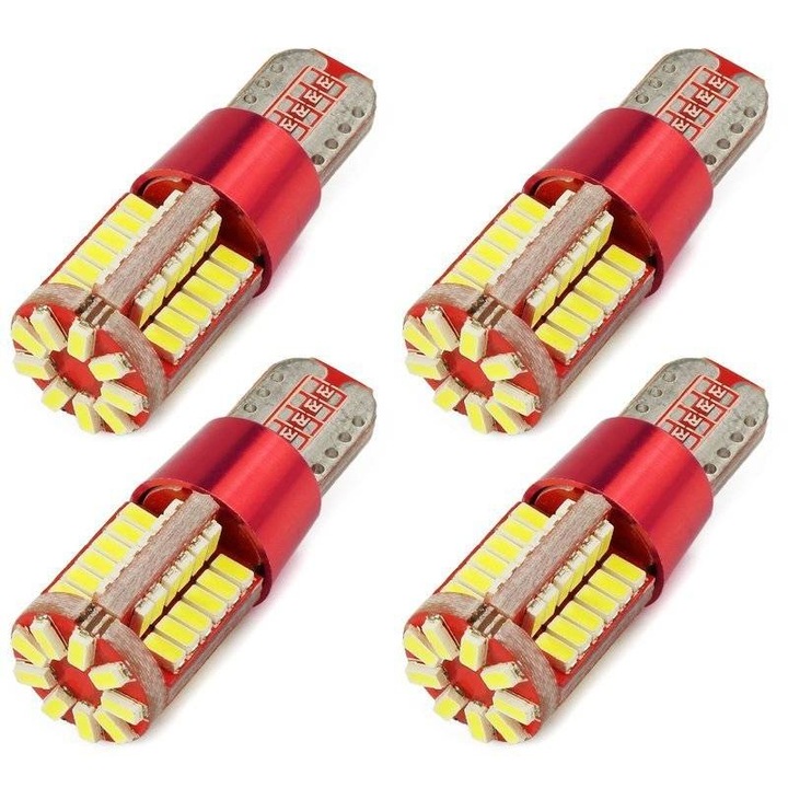 Комплект 4x LED крушки за кола, Interlook, W5W, Тип LED SMD3014, 5W CANBUS, 12V, 33x11 mm, Студено бяло