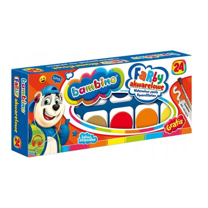 Комплект от 24 акварели Bambino, многоцветни