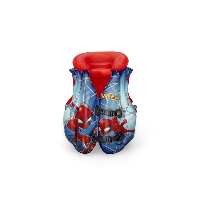 Vesta gonflabila pentru copii, model Spiderman, Rosu, 51x46 cm, Bestway
