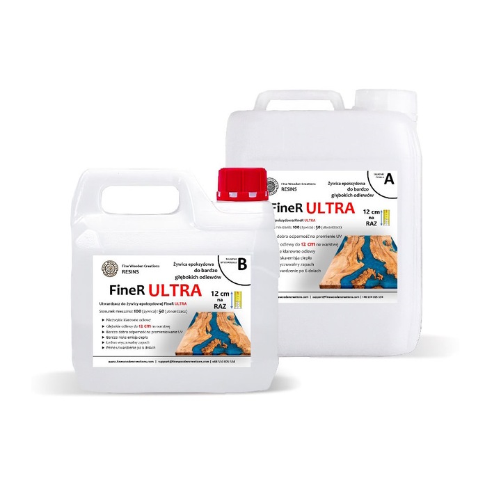 Set 2 recipiente rasina epoxidica, FineR, 15 kg, Transparent