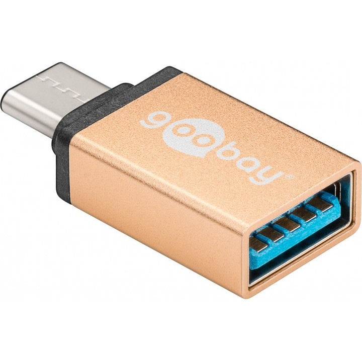 Преходник USB-C мъжки - USB3.0 женски златен Goobay
