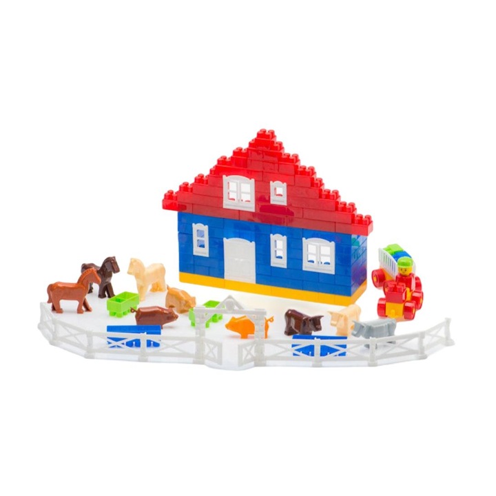 Set constructie Ferma, Diplo, 136 piese, 3 ani+, Multicolor