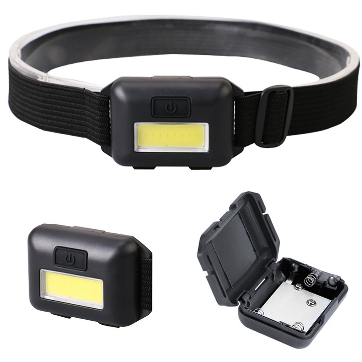 LED фар, Interlook, пластмаса, 3W, захранван от 3x AAA, черен