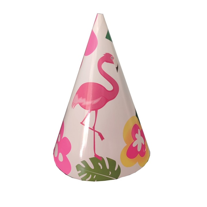 Комплект от 8 броя парти шапки Sdx 21см тип фламинго