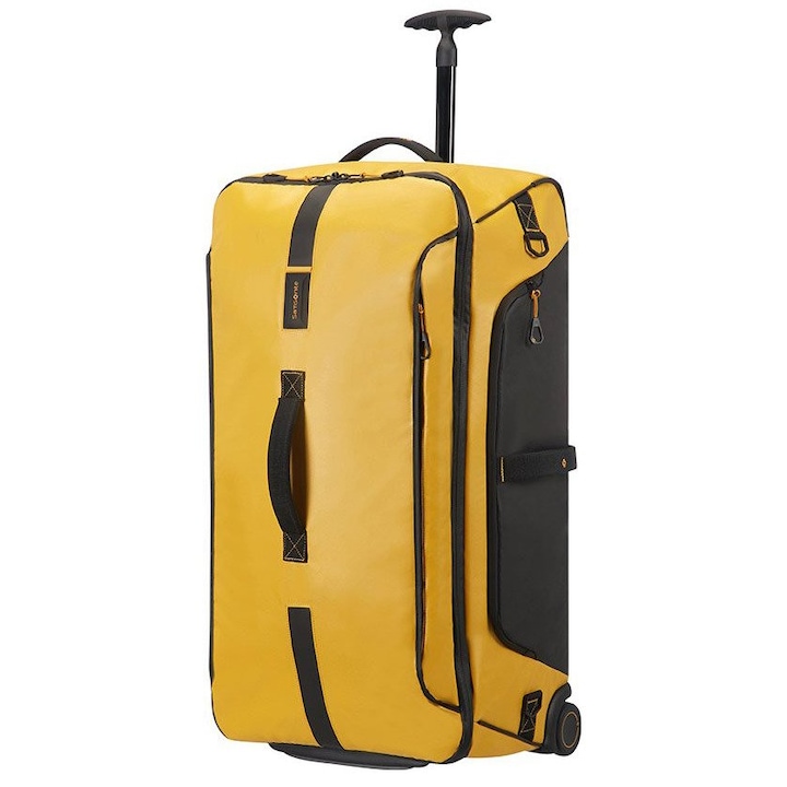 Пътна чанта, Samsonite, 121,5 л, Полиестер, Черна, Жълта