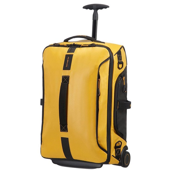 Пътна чанта, Samsonite, 48,5 л, Полиестер, Черна, Жълта