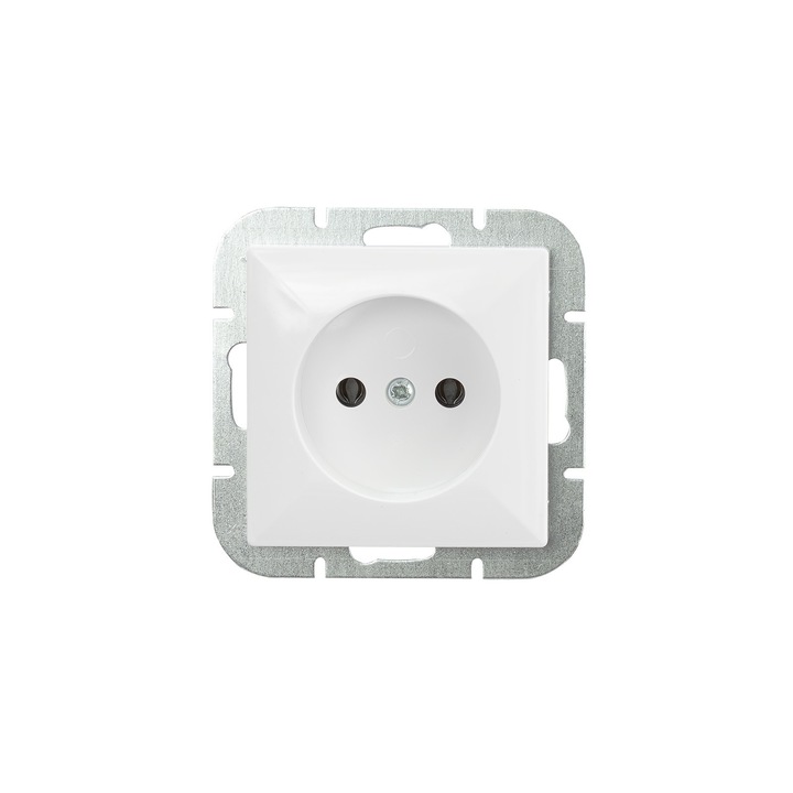 Обикновен контакт без заземяване, Abex, IP20, 250V, Бял