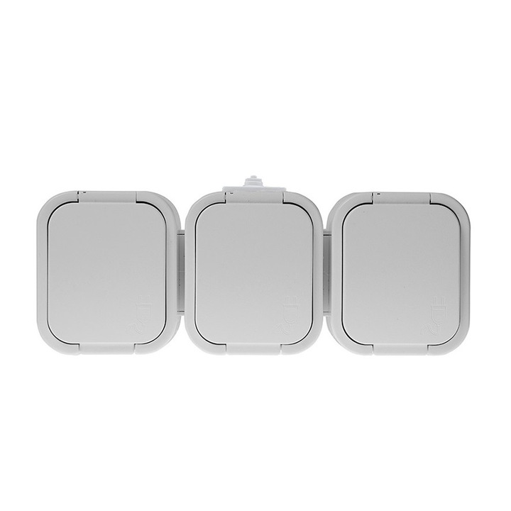 Троен електрически контакт B2, Abex, 250 V, 2 полюса, Бял