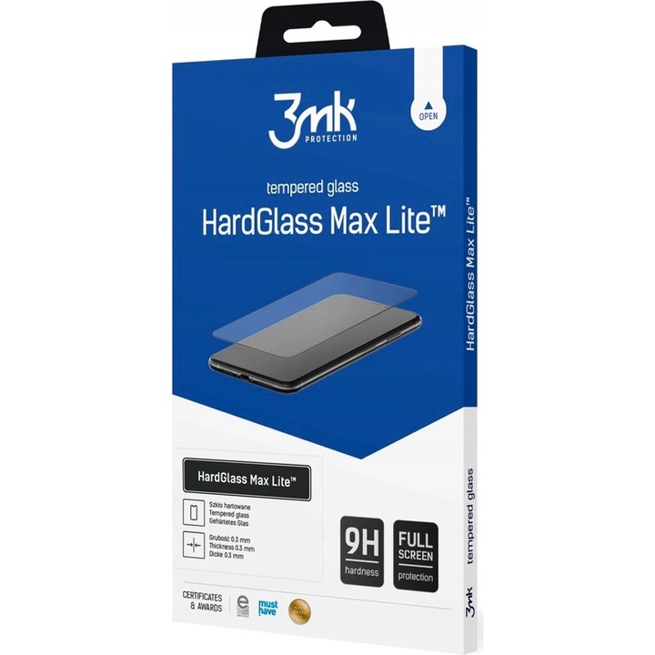 Folie protectie telefon HardGlass Max Lite, 3MK, Sticla, 9H, Compatibila cu OPPO Reno 7 Lite 5G, Transparent