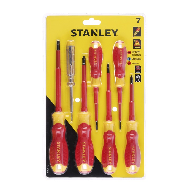 Комплект 7 отвертки Stanley, Steel, тип 2PZ/4SL, червени