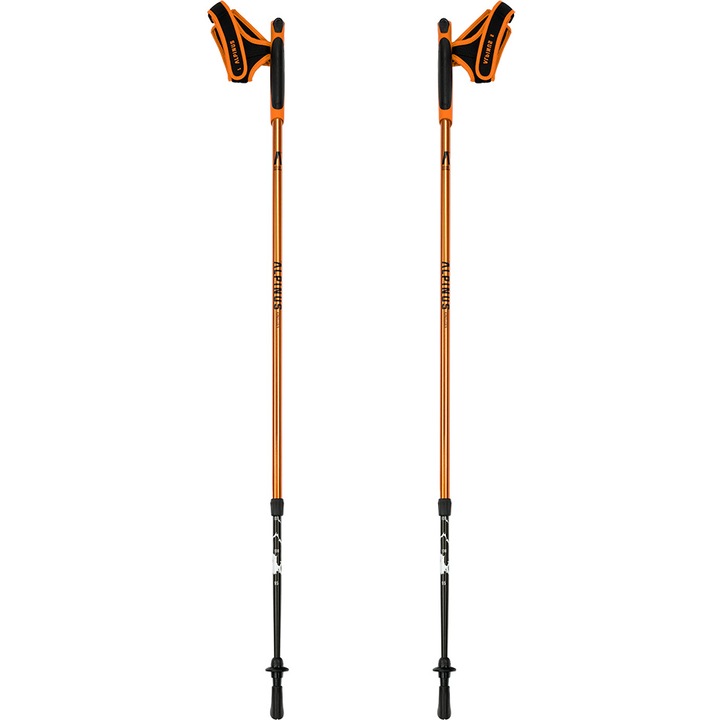 Bete pentru trekking, Alpinus, Aluminiu, Negru/Portocaliu