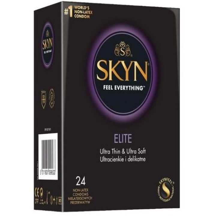 Set 24 prezervative SKYN Elite, 53mm, fara latex, natural
