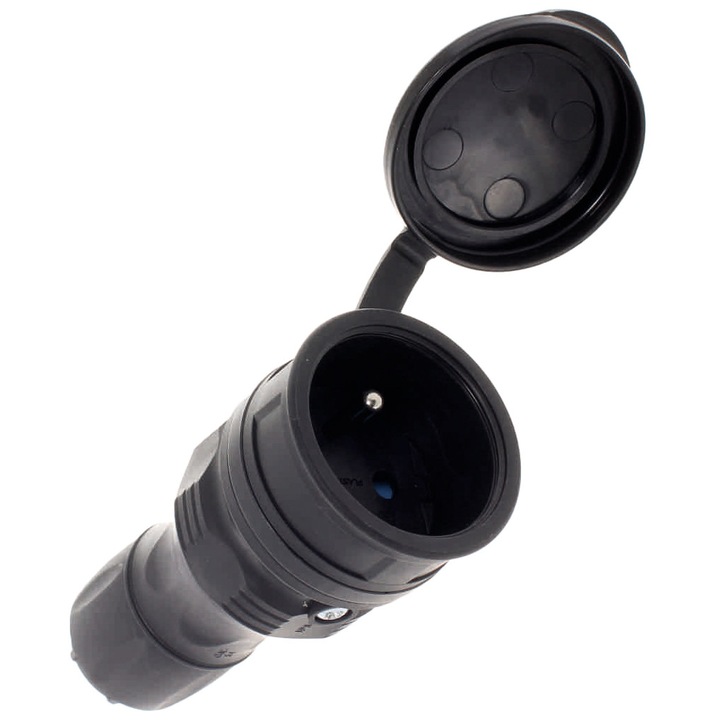 Priza 2P+T, Kel, Termoplastic, 16A, Negru