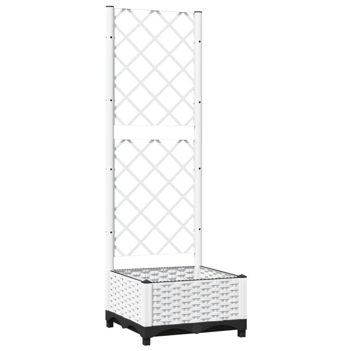 Jardiniera de gradina cu spalier vidaXL, alb, 40x40x121,5 cm, PP, 2.83 Kg