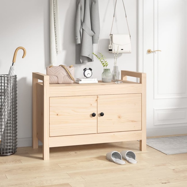 vidaXL Előszobai pad, 80x40x60 cm, tömör fenyőfa