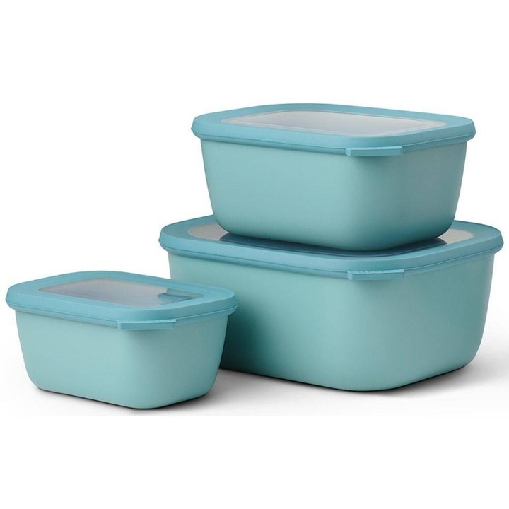 Set 3 caserole pentru depozitarea alimentelor, Mepal, Plastic, 750/1500/3000ml, Verde