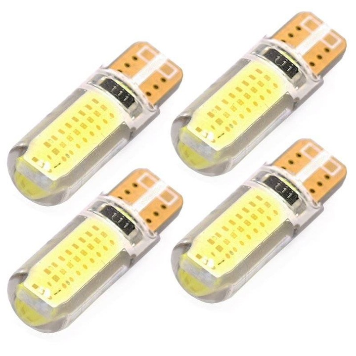 Комплект 4x LED крушки за кола, Interlook, W5W, Тип LED COB, 12V, 11x27 mm, Xenon Crystal Blue