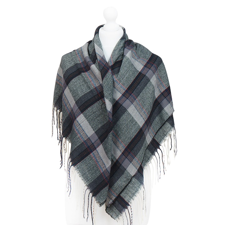 Sal in carouri, Pentru Femei, Aleszale, Gri inchis, 110cm x 110 cm