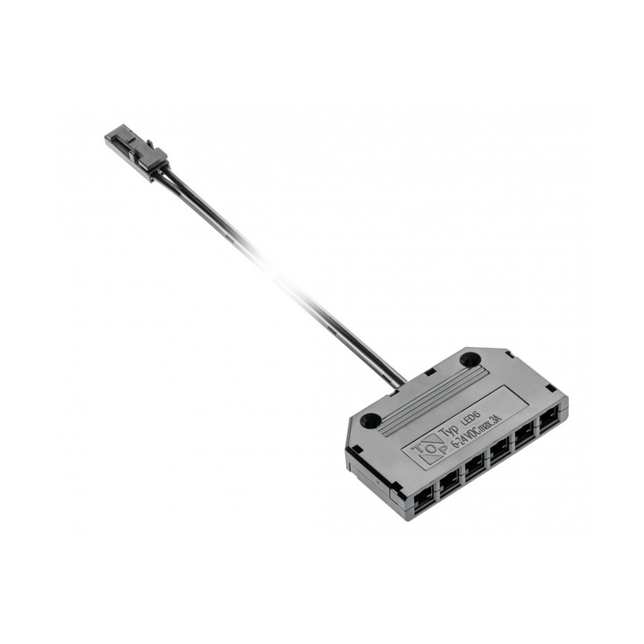 Conector pentru banda LED cu o intraea si 6 iesiri/6 prize, 6-24 V, max 3, IP 20, cablu de 2 m