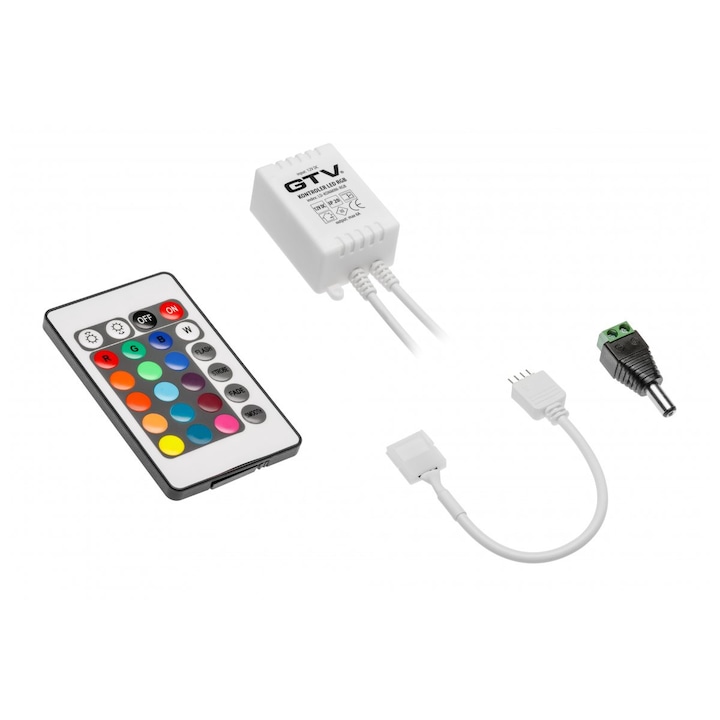 Mini RGB vezérlő távirányítóval és csatlakozókkal