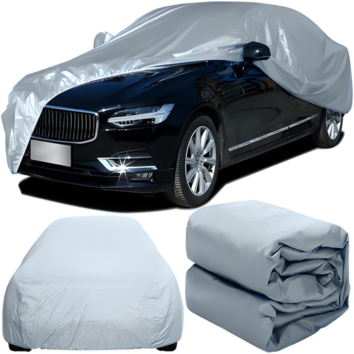 Husa Auto RETOO DriveTech – Cover Protectie pentru Masina, Tip Plandeca Auto Classic L, Fabricata din PEVA de Calitate Superioara, Dimensiuni 480 x 175 x 120 cm, Potrivita pentru Autoturisme de 4.5-4.75 x 1.8 x 1.5 m, Culoare Argint-Nuanta de Gri
