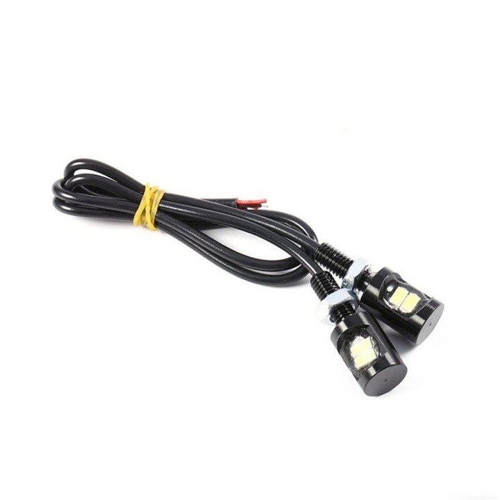 Set cu 2 lumini auto LED cu diametru 12 mm, 12V, Red