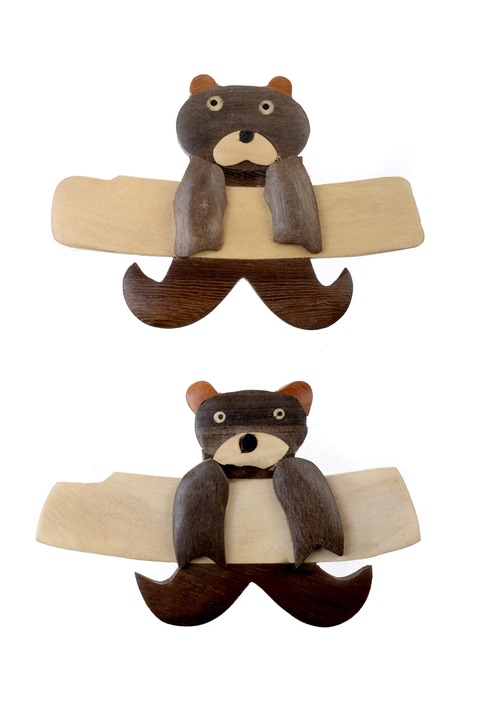 Set 2 buc agrafa de par, Gloria Maris Handmade, Bear89 Maro, 9x6 cm