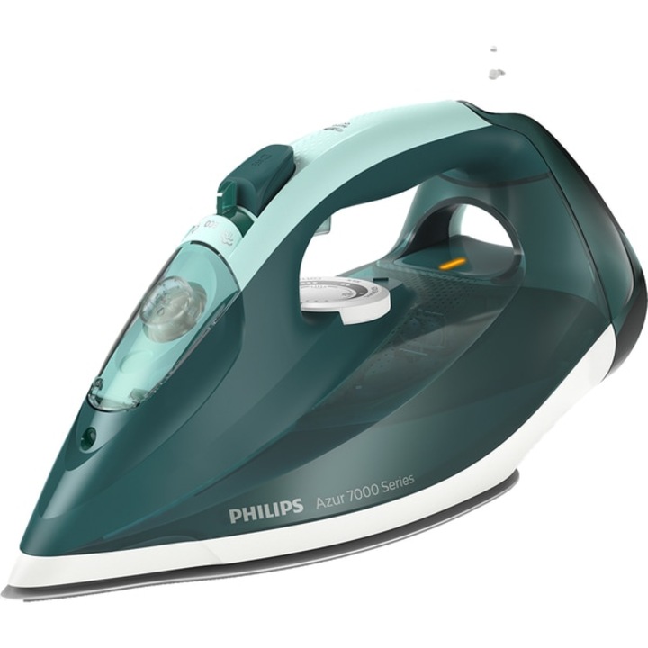 Ютия Philips, 7000 DST7031/70, 2800W, 250g/min, 300мл, гладеща плоча SteamGlide Plus, зелено-бяла