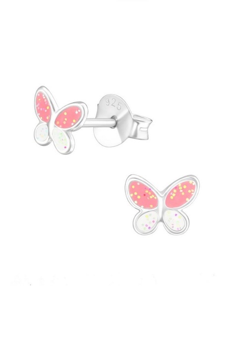 Cercei din argint 925 Sparkling Butterflies in forma de fluturi si cheita din argint