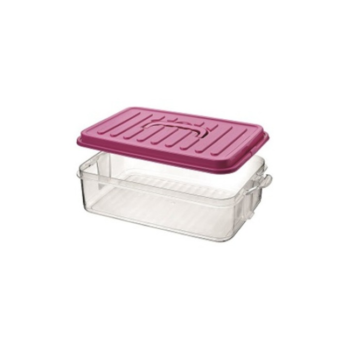 Caserola alimente dreptunghiulara cu capac din plastic,1500 ml, Asude