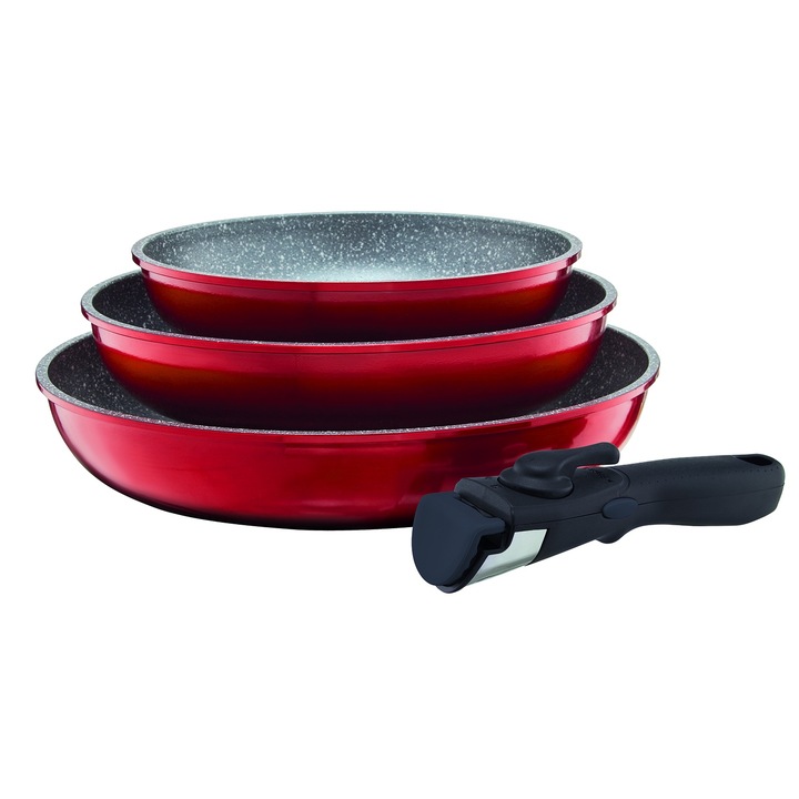 Set de 3 tigai cu maner detasabil 20, 24, 28 cm, 4 piese, AMBITION Jasper