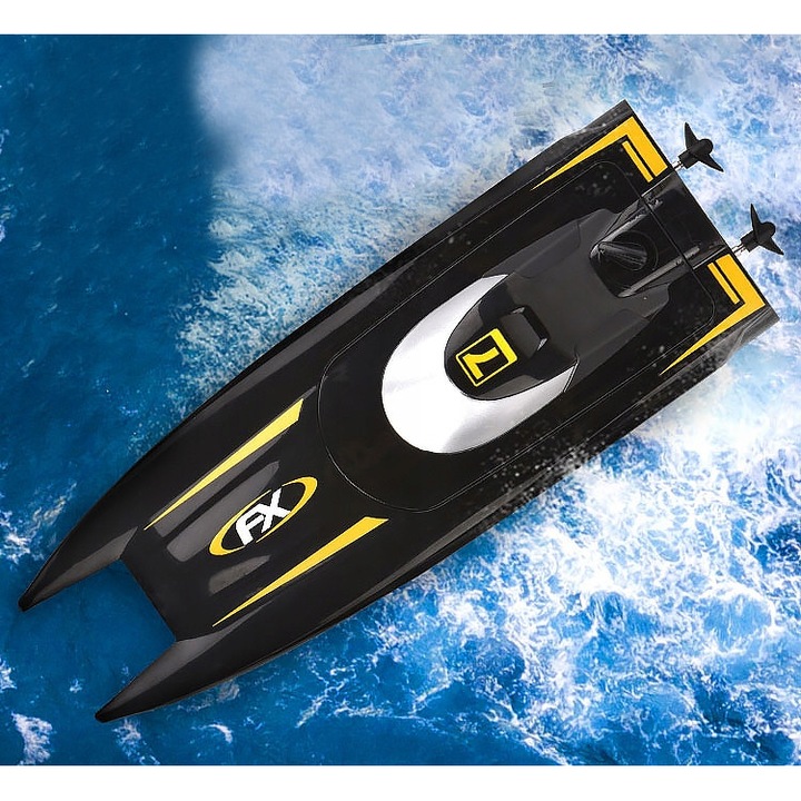 Távirányítós csónak, 25km/h, 50m, műanyag, sárga/fekete