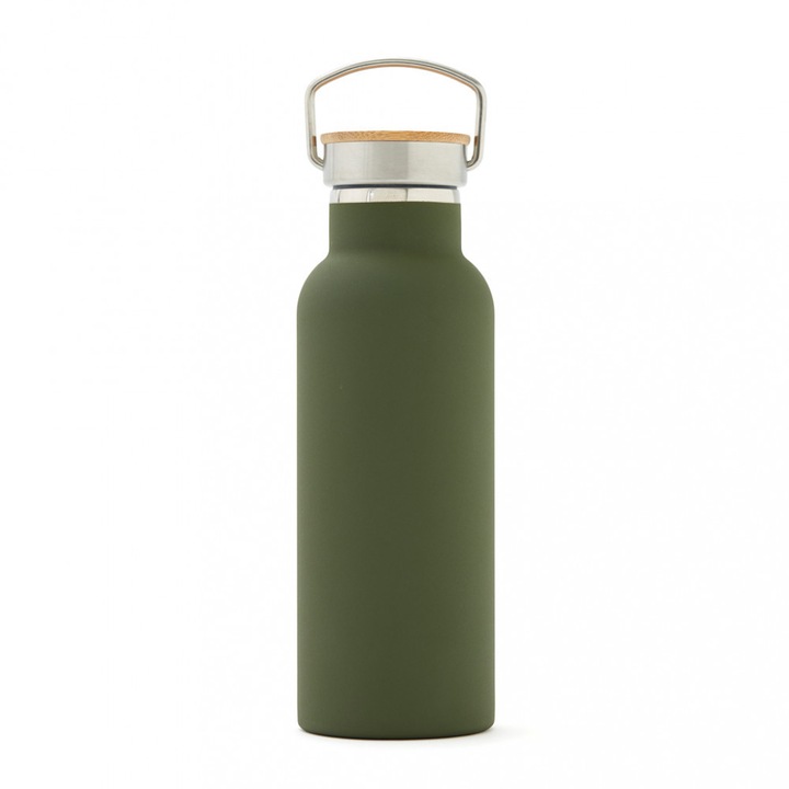Termosz, Vinga by AleXer, 42FEB232537, 500 ml, 22.3xØ7.3 cm, Acél, Zöld, utazótáska mellékelve