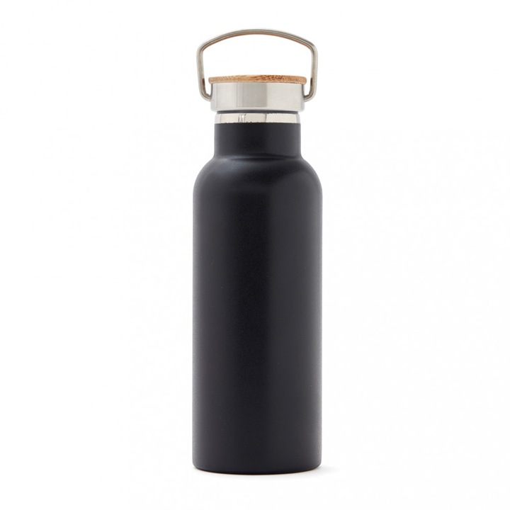 Termosz, Vinga by AleXer, 42FEB232534, 500 ml, 22.3xØ7.3 cm, Acél, Fekete, utazótáska mellékelve
