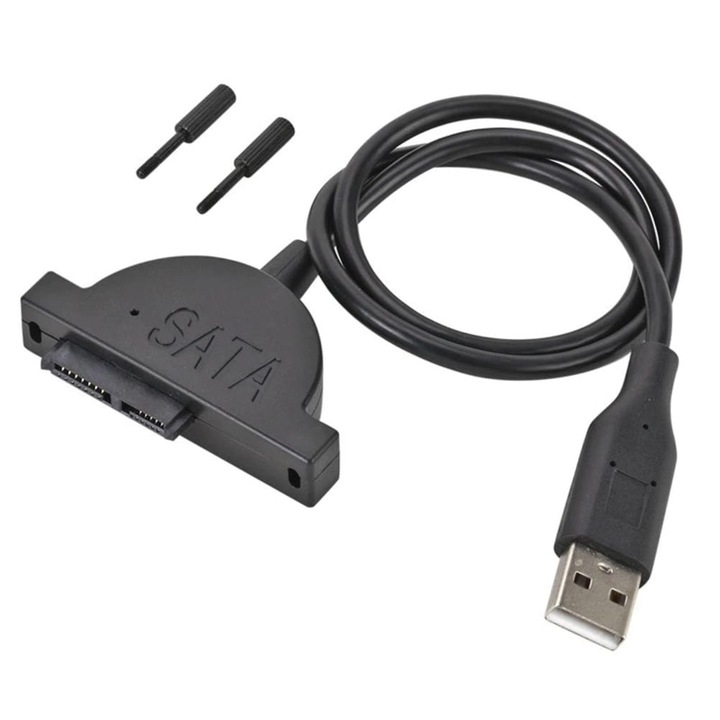 Cablu adaptor cu suruburi de fixare, SwiatKabli, USB 2.0, SATA 7+6, 13PIN, Negru