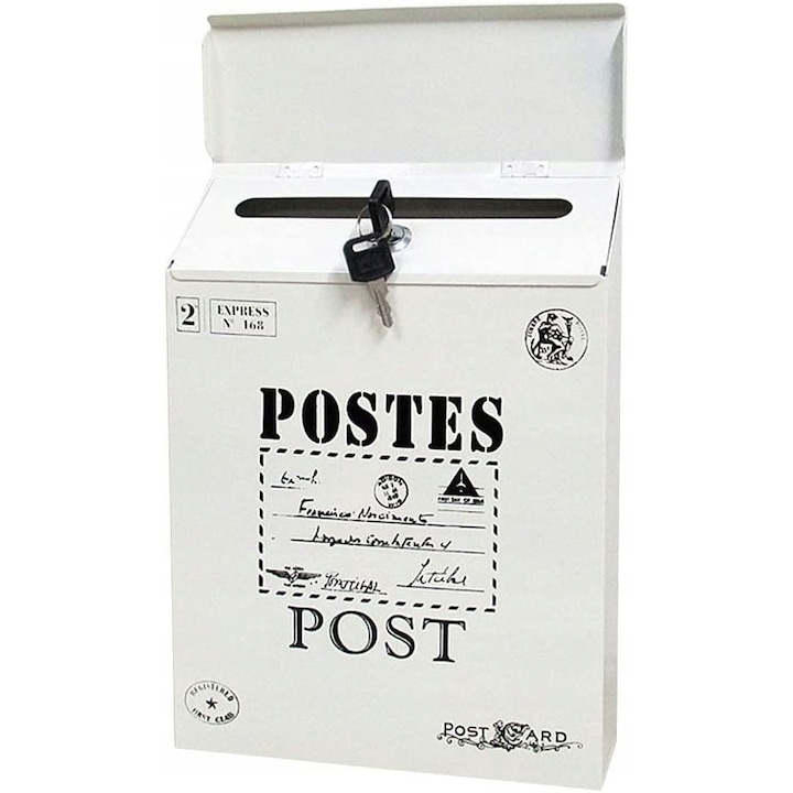 Пощенска кутия, Крем, Стомана, 23 х 6 х 30 см