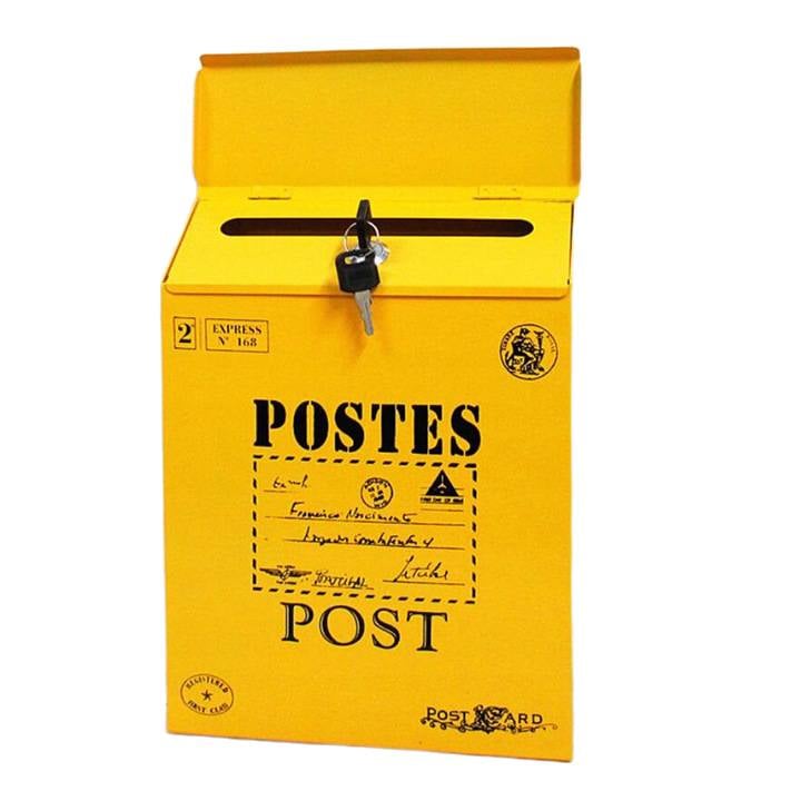 Пощенска кутия, Жълт, Стомана, 23 х 6 х 30 см