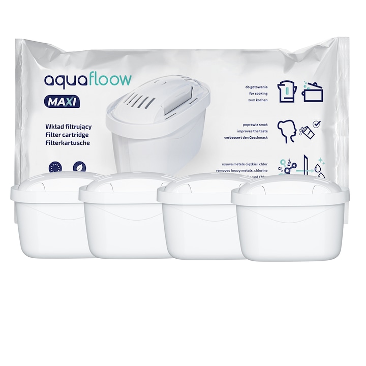 Aquafloow vízszűrő készlet, Dafi/Brita kompatibilis, fehér, 4 db