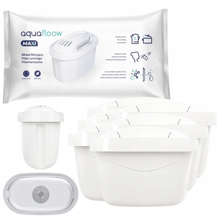 Set 6 filtre de schimb, Aquafloow, Pentru aparatul de cafea, Alb